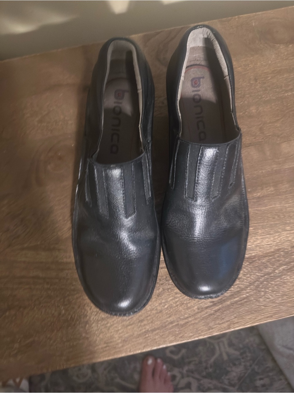 Bionica Women's Black Leather Slip-On Loafers